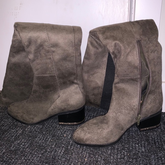 Olive green call it spring knee high suede boots - Picture 1 of 3